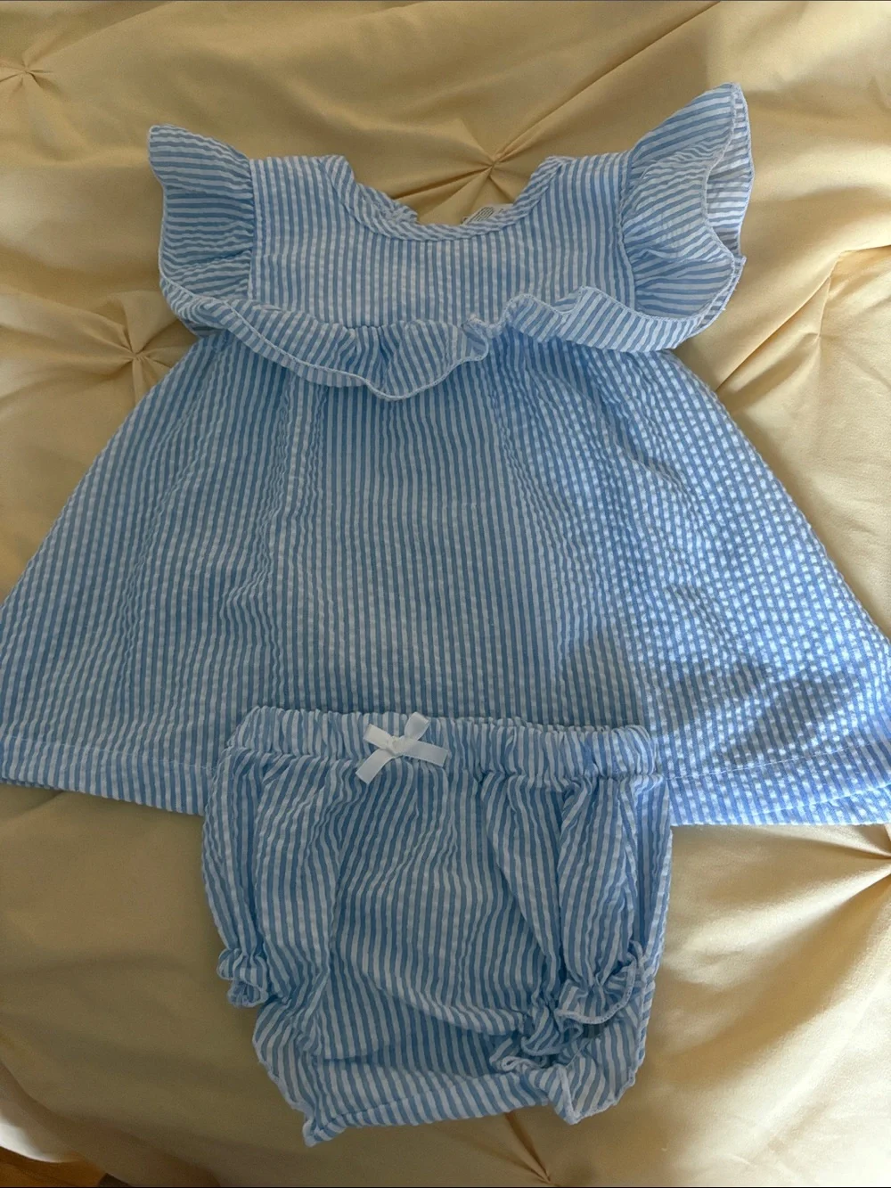 Badgley Mischka Light Blue & White Striped Kids Matching Set